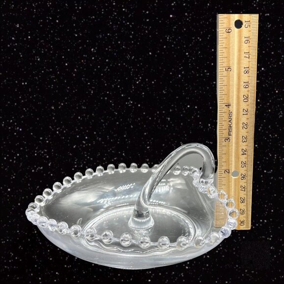 Vintage Candlewick Heart Shaped Nappy Candy Dish Clear Glass Beaded 5.5”W 3”T - Picture 9 of 10